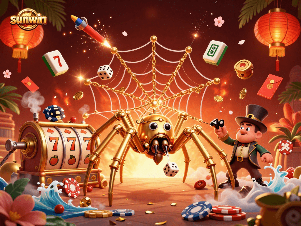 Play exciting casino games with sunwin's vibrant steampunk-themed gaming illustration.