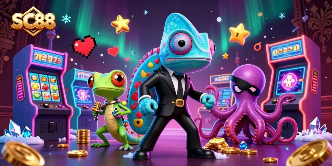 Engage with SC88’s vibrant casino gaming scene filled with colorful characters and dynamic elements.