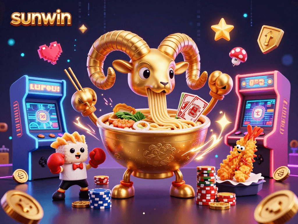 Experience thrills at sunwin with a dynamic 3D cartoon casino scene filled with colorful characters.