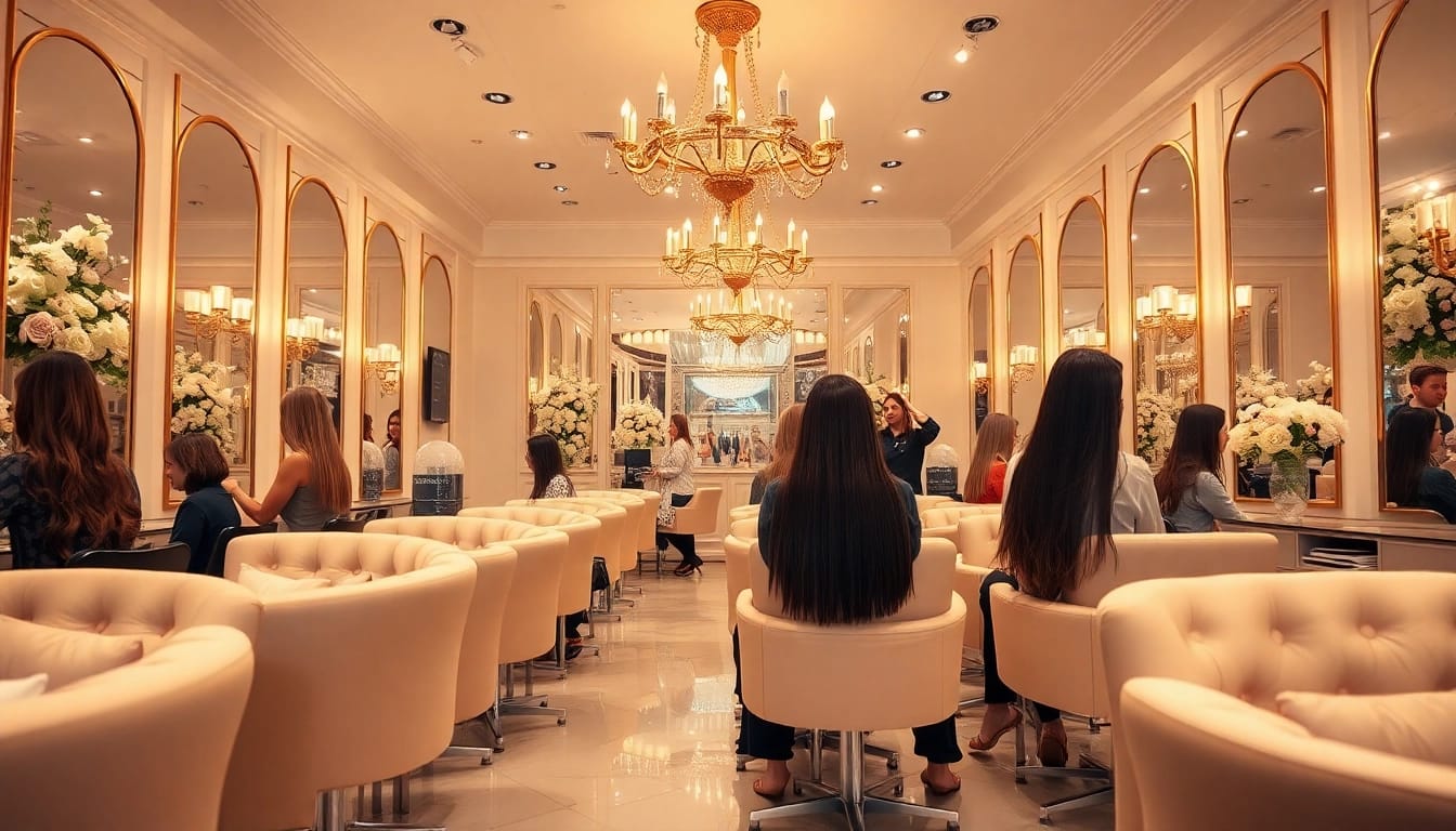 Luxury hair salons featuring elegant interiors and professional hair services.