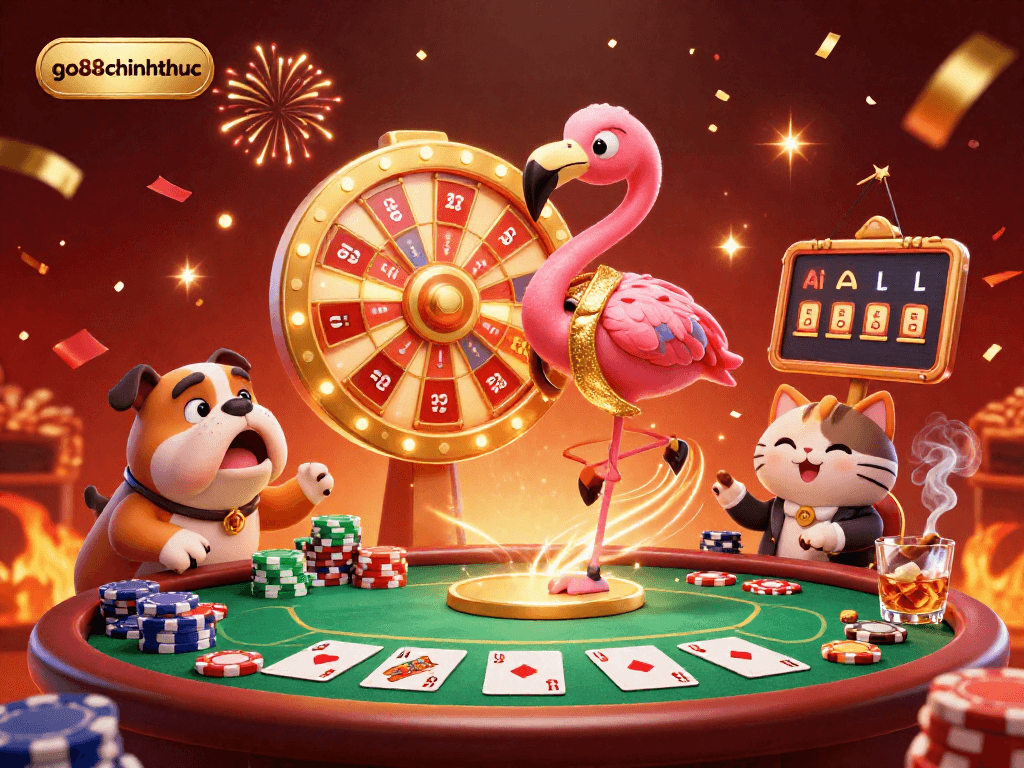 Spin the golden prize wheel with go88chinhthuc and enjoy the excitement of poker at this vibrant casino scene.