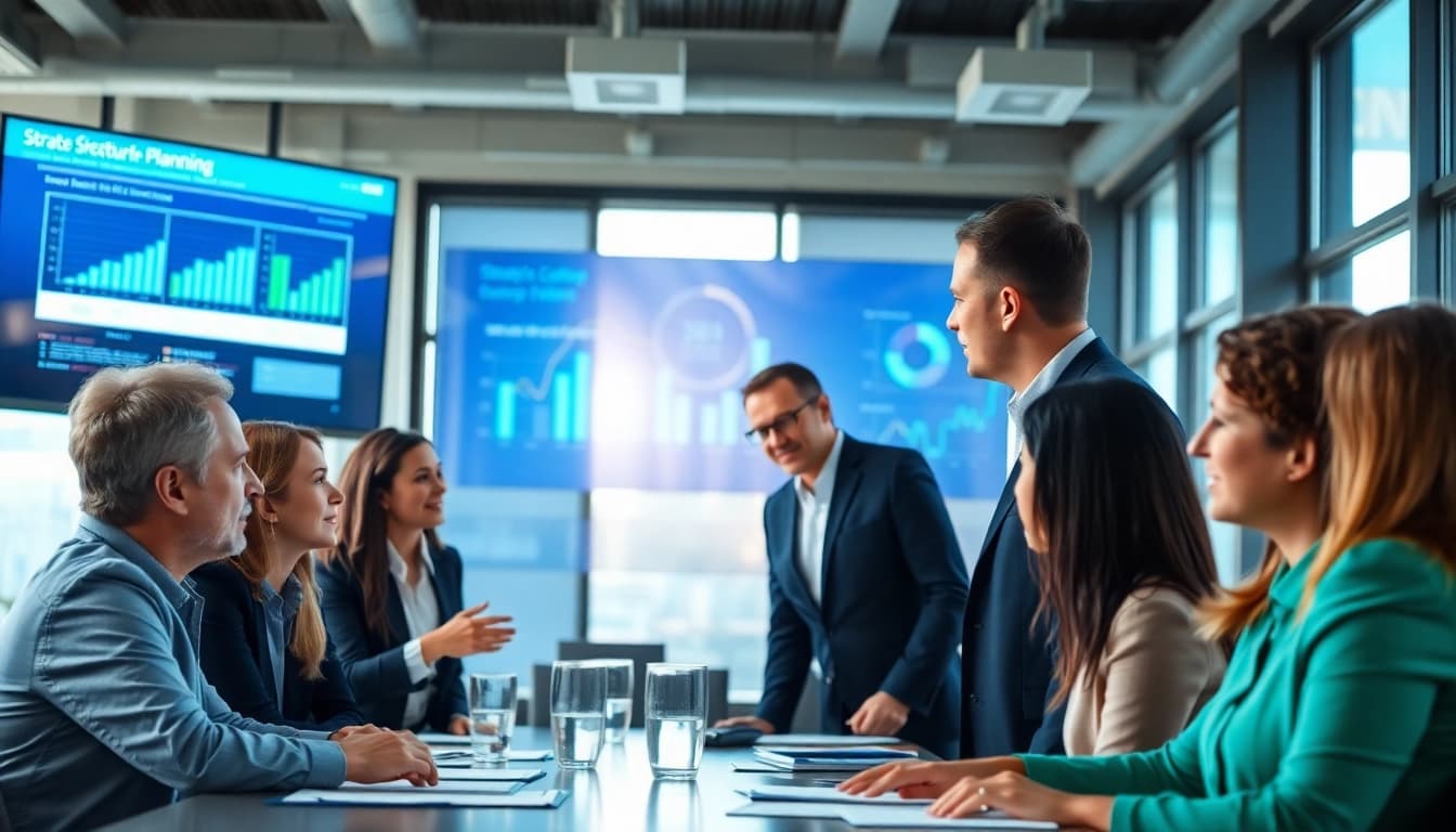 Visual depiction of Strategy Capture Management in a collaborative business meeting.