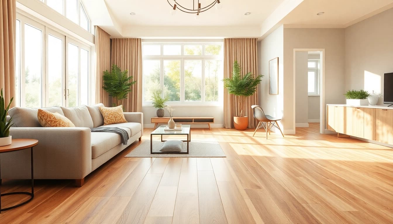 Enhance your home with cheap vinyl flooring featured in a cozy living room setting.
