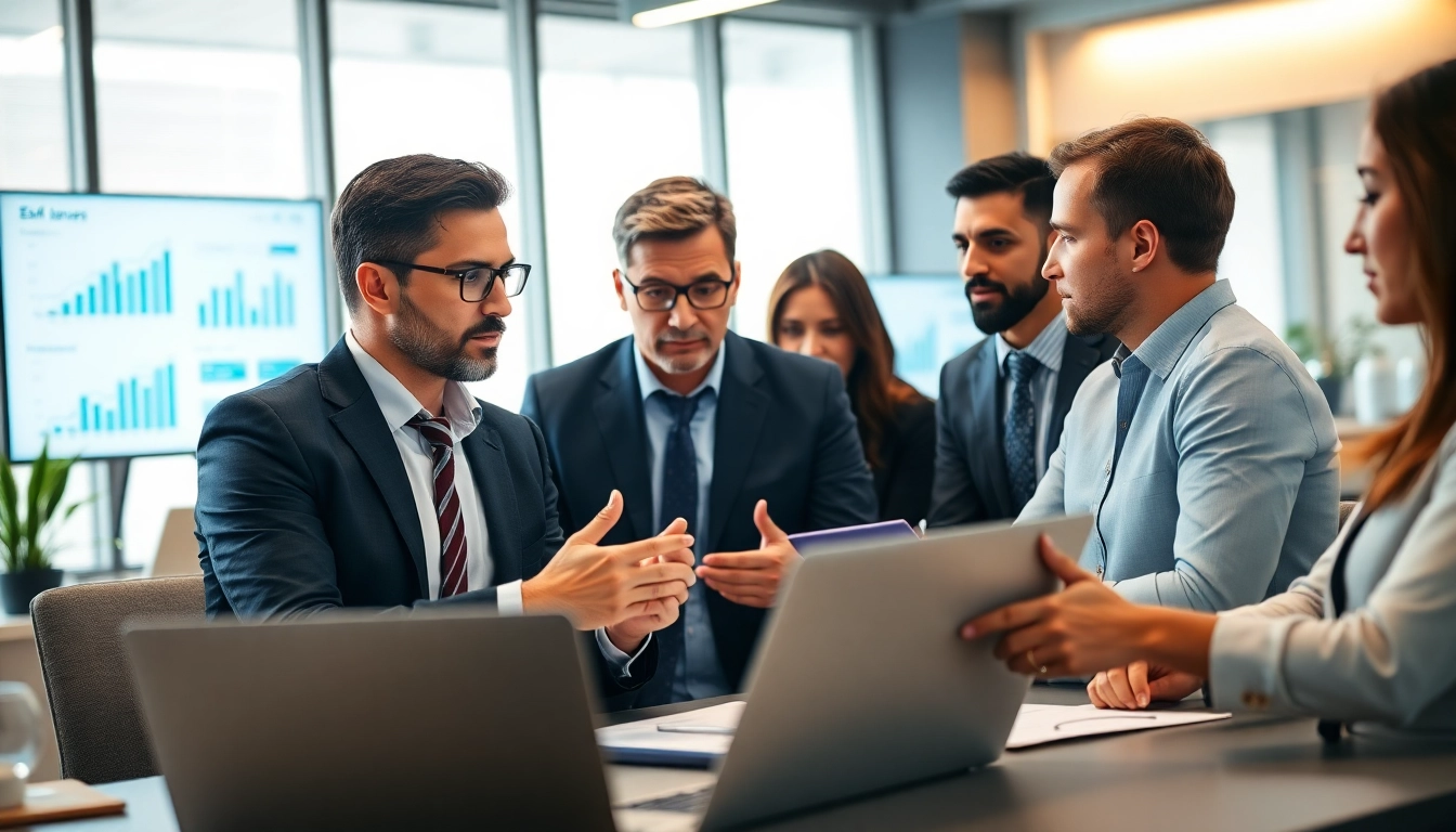 Lawyer strategizing with a team at an Seo company for lawyers, showcasing teamwork and innovation.