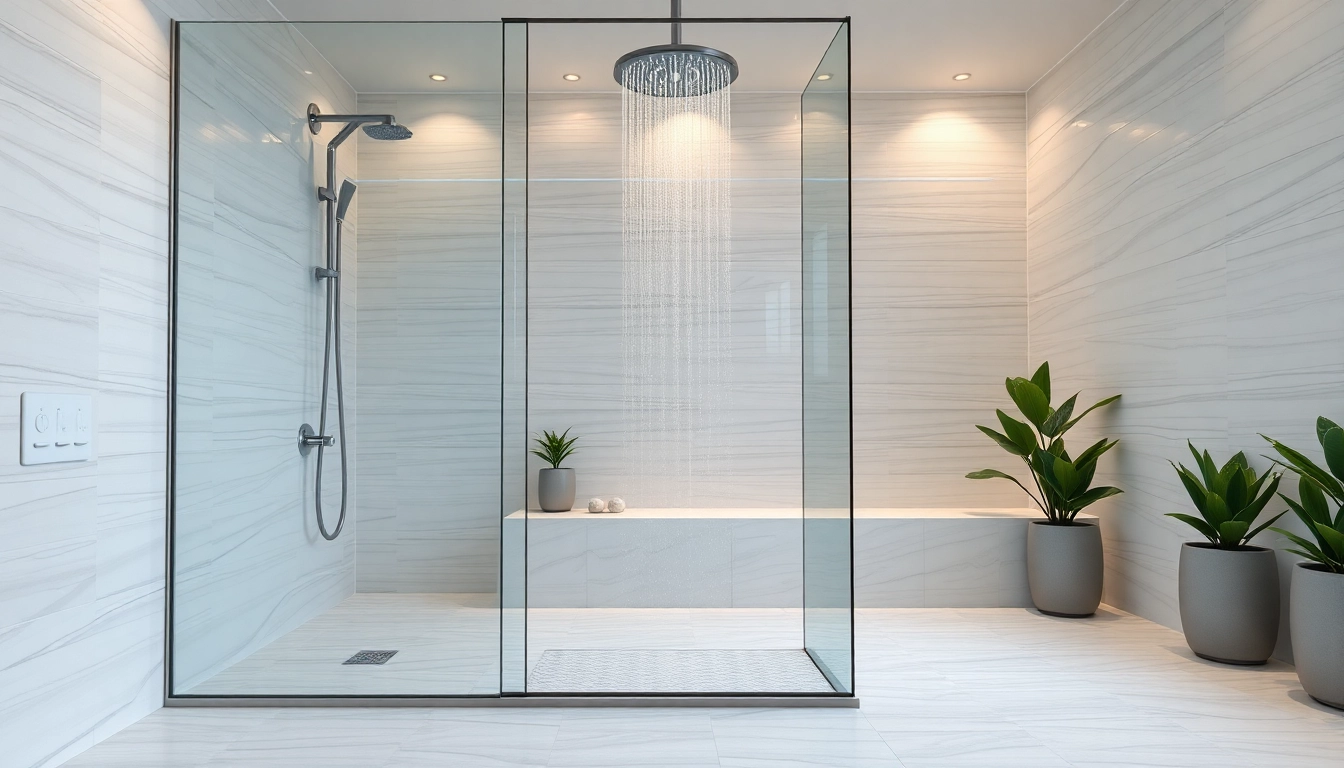 Experience elegant showers with luxurious design elements and serene atmosphere in modern bathrooms.