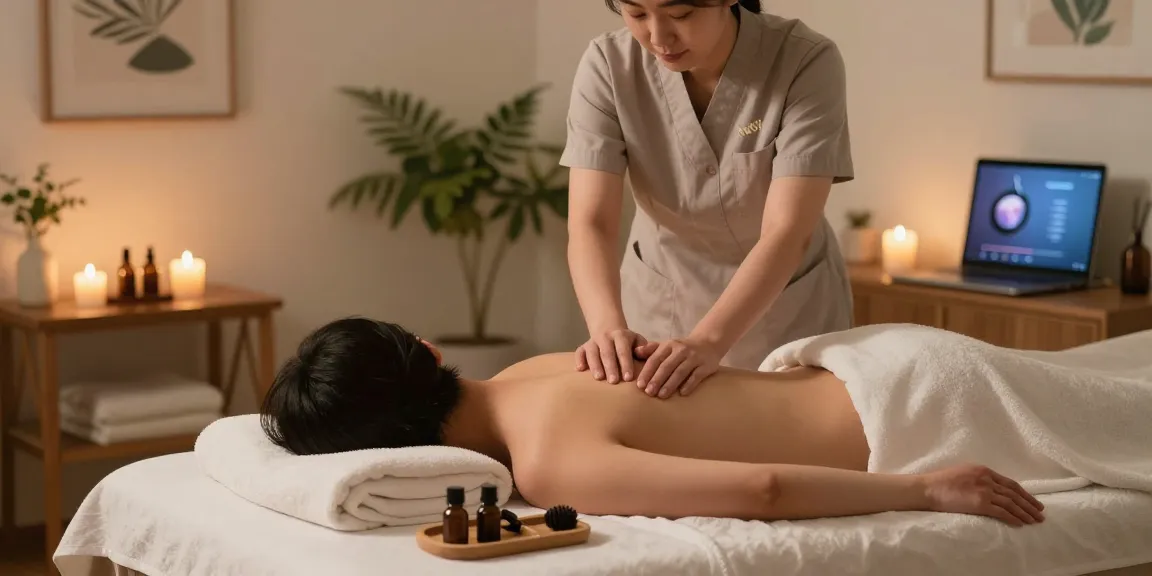 Professional 김포출장마사지 in a serene home setting, showcasing a relaxing atmosphere and skilled therapist.