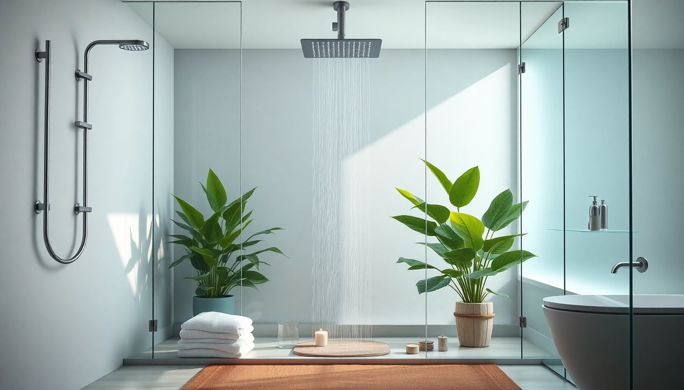 Die sonni Duschkabine in einem modernen Badezimmer mit eleganten Glaswänden und sanften Farbtönen.