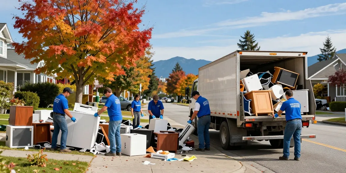 Engaging team delivering target Junk Removal Vancouver service, sorting junk effectively while promoting eco-friendly practices.