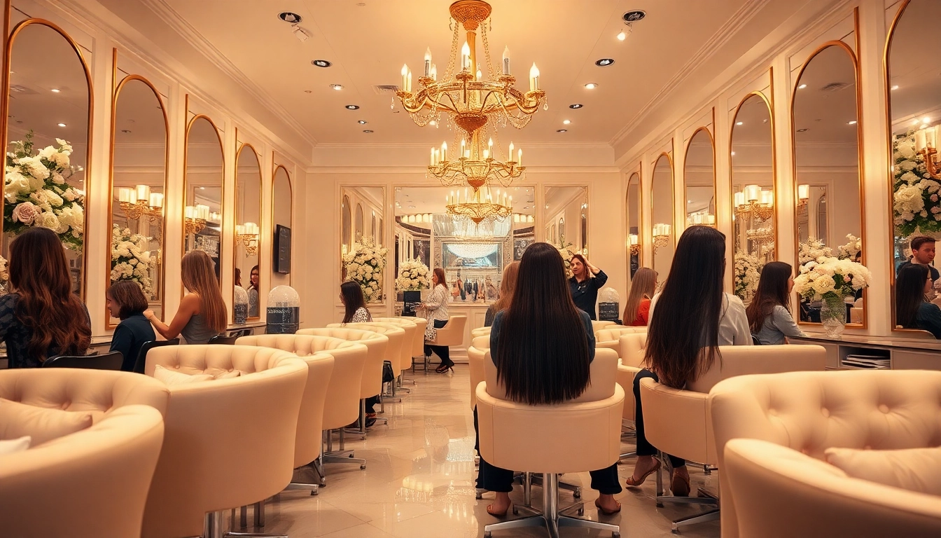 Luxury hair salons featuring elegant interiors and professional hair services.