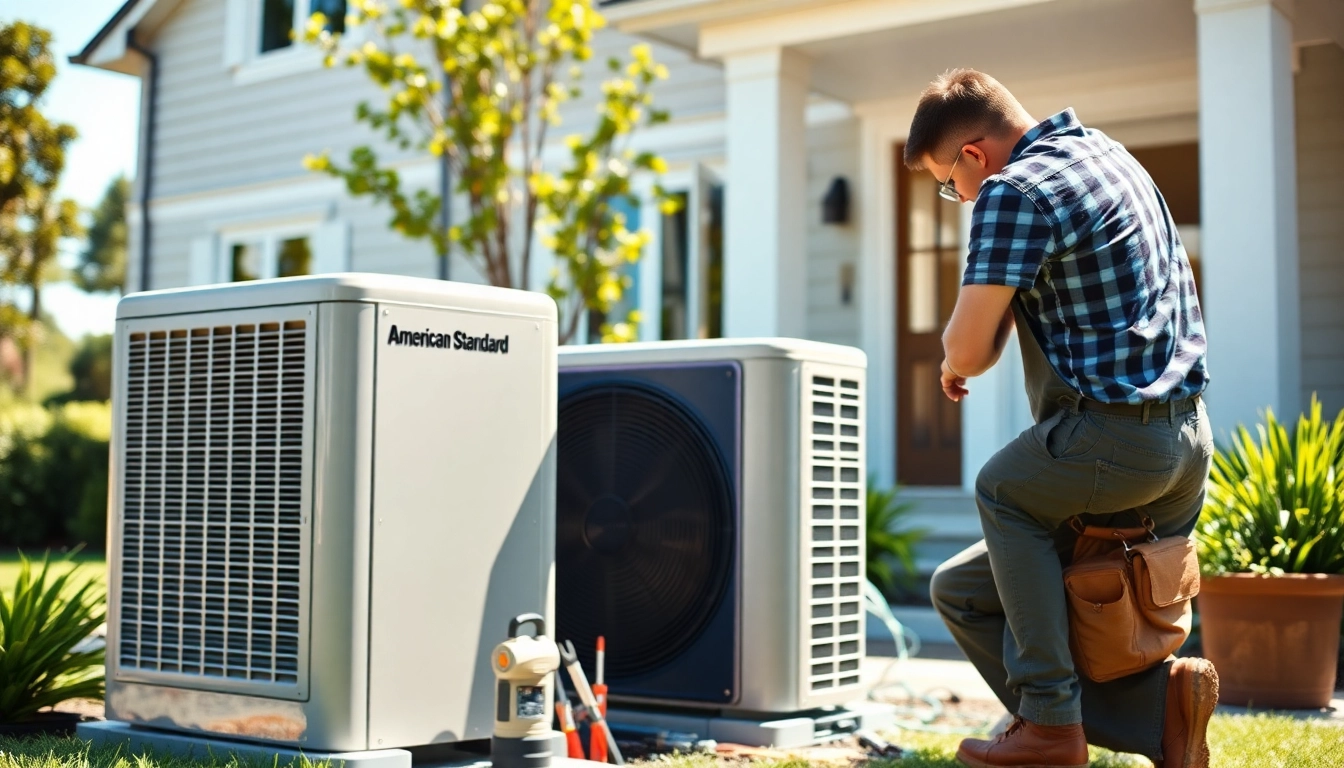 Optimize your comfort with an American Standard AC unit installation showcased by an expert technician.