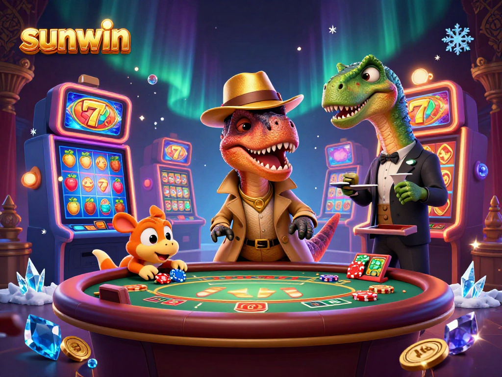 Experience sunwin's thrilling slots with vibrant characters and dynamic casino elements.
