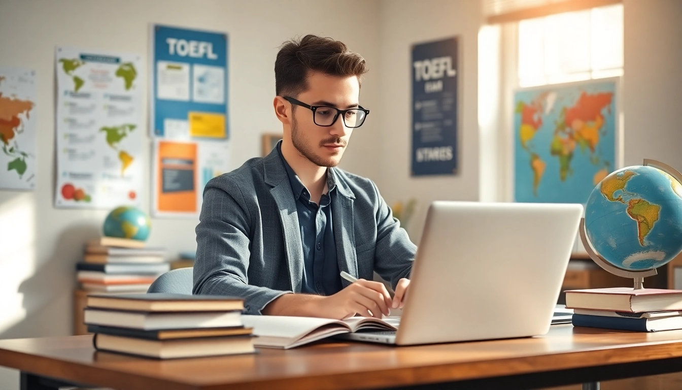 Pay someone to take TOEFL while a student studies diligently in a cozy study environment.