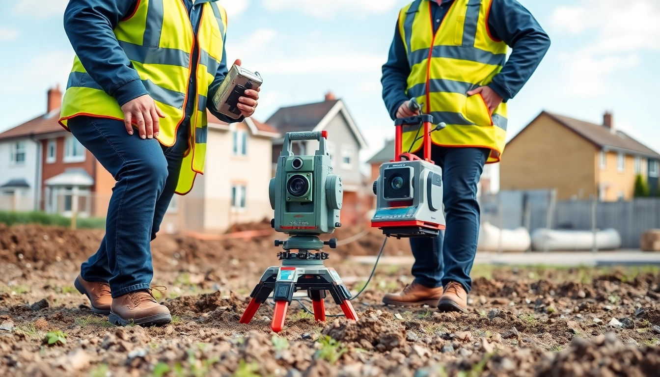 GPR surveys Surrey with professional surveyors using radar technology on a construction site.