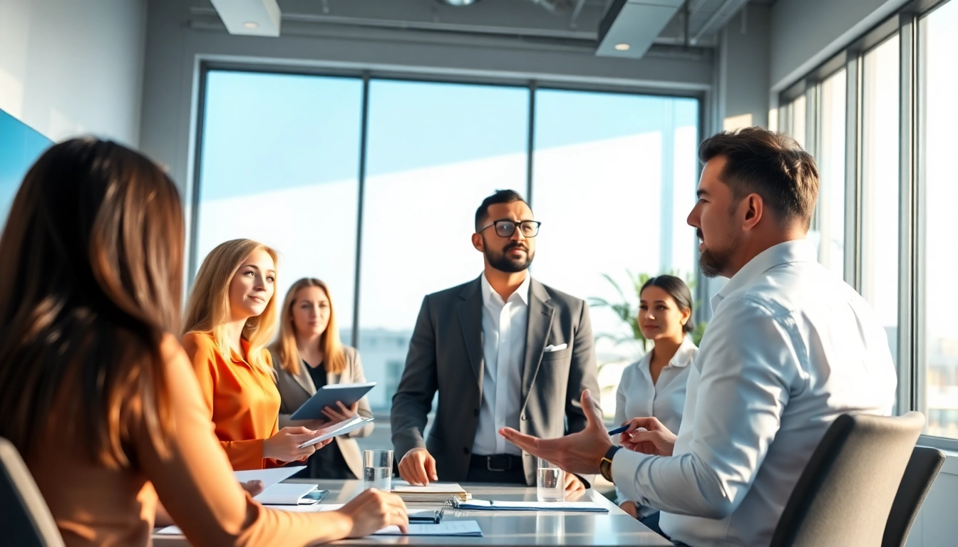 Quickplus Business Consultants leading a productive meeting in a modern office environment.
