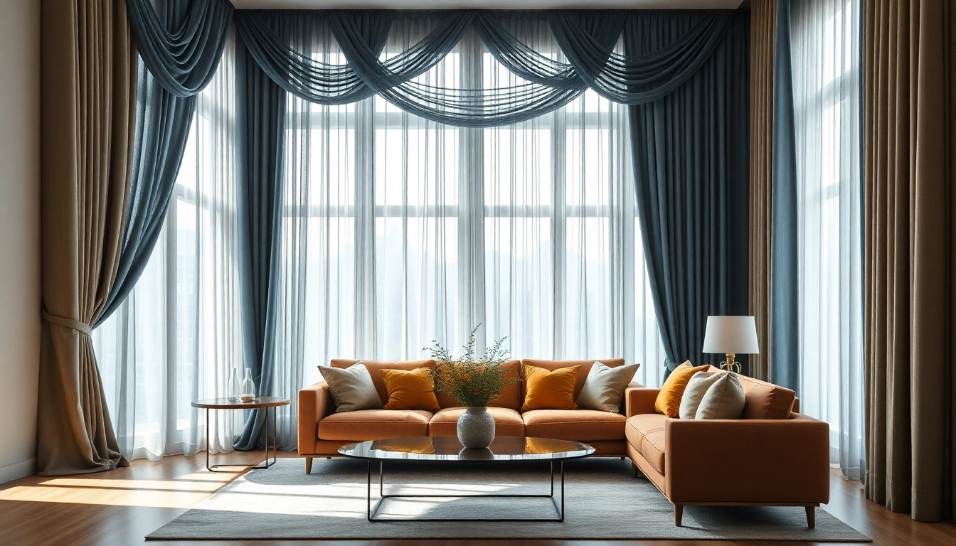 Dikke gordijnstof die elegant de ramen in de woonkamer siert met een luxe uitstraling.