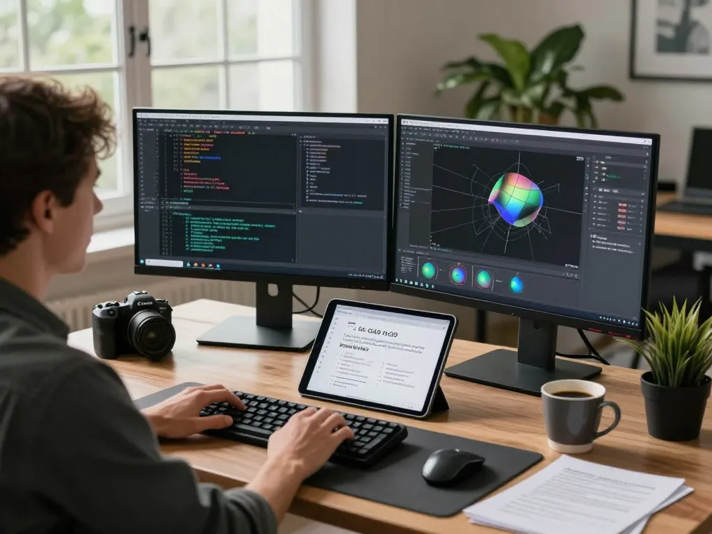 User generating CAD models from text descriptions in a modern workspace using innovative text to CAD technology.