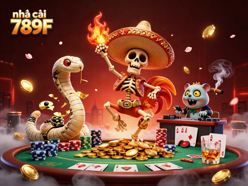 Celebrate wins at nhà cái 789F with engaging casino elements in a vibrant 3D scene.