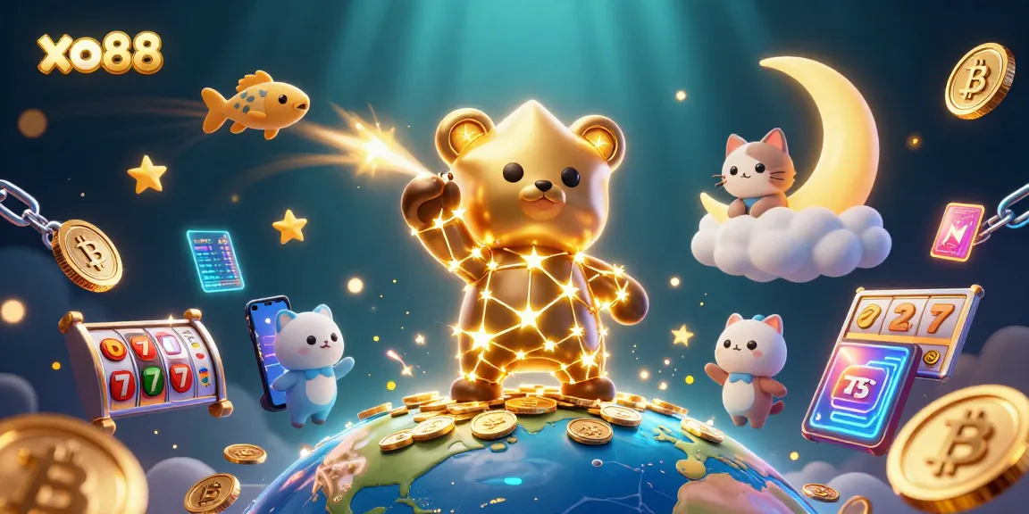 Engage with xo88 in a vibrant casino scene showcasing slot gameplay and crypto elements.