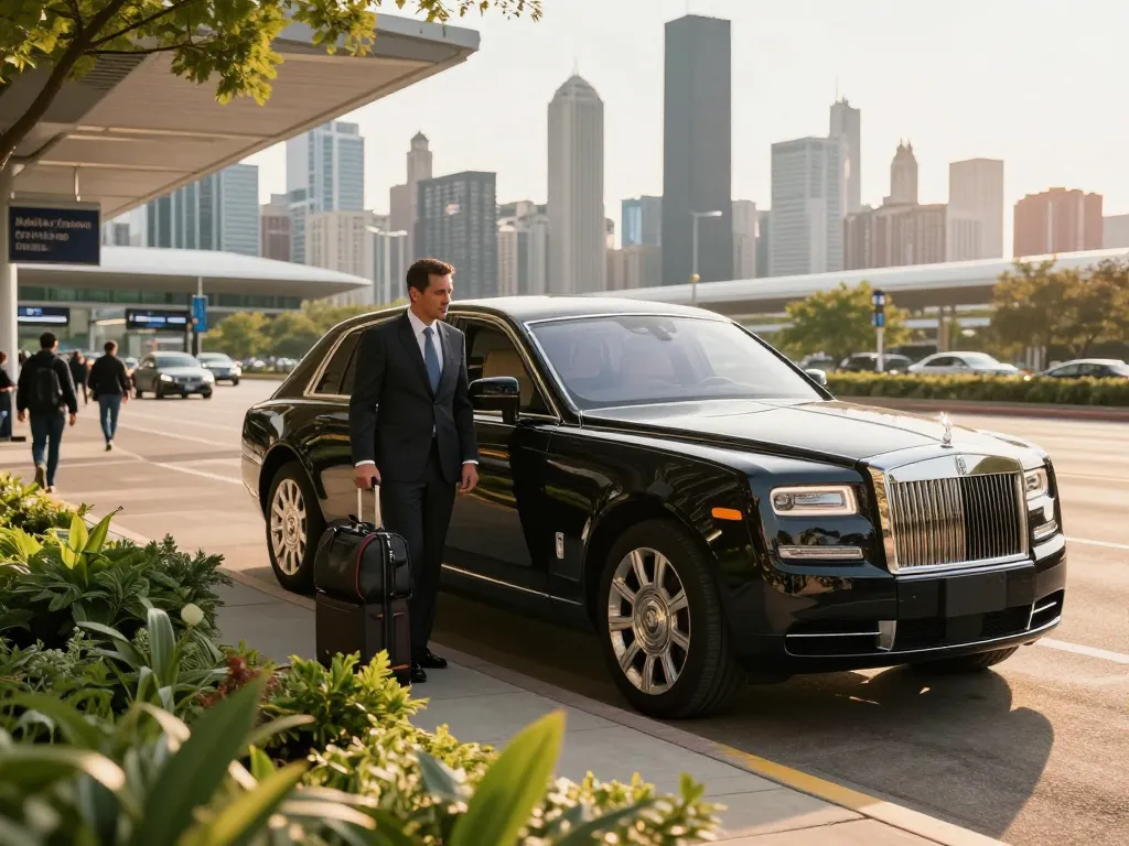 Plainfield to O’Hare limo service with luxury vehicle and professional chauffeur at airport.