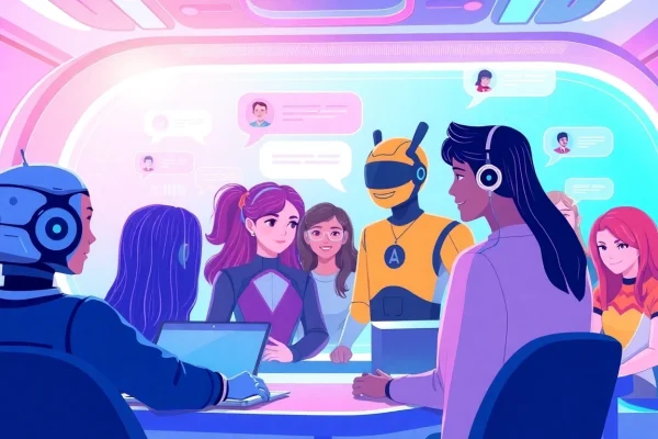 Engaging chat interface showcasing colorful AI characters for crush on ai interactions.