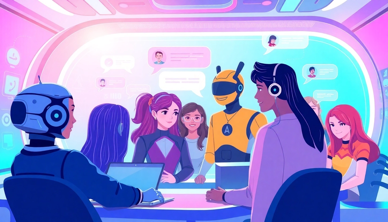 Engaging chat interface showcasing colorful AI characters for crush on ai interactions.