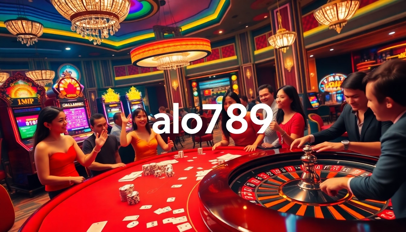 Experience the thrill of gambling at alo789 with players enjoying a luxurious casino atmosphere.