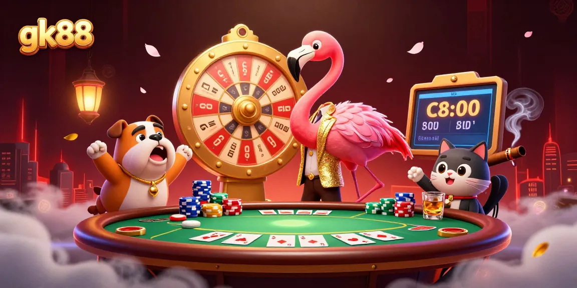 Engage in the excitement of gk88 with vibrant casino characters, thrilling game elements, and dynamic interactions.