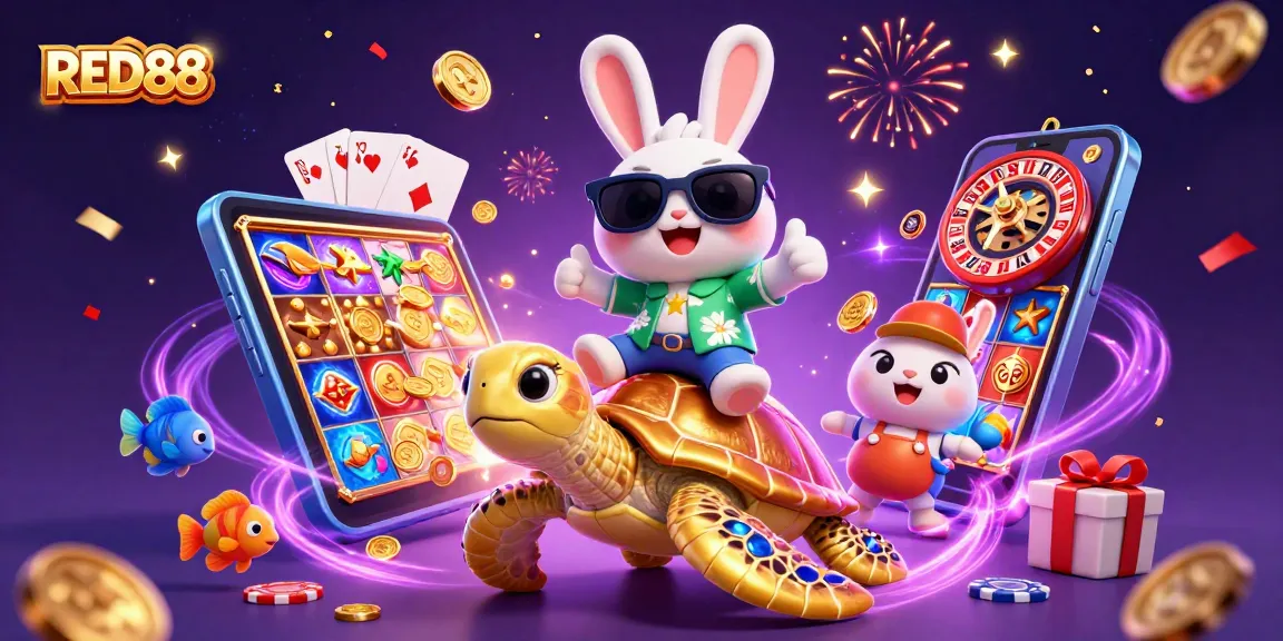 Experience fun-filled RED88 casino thrills with this vibrant, animated slot scene!
