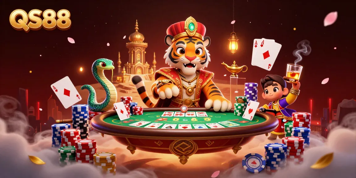 Experience the vibrant world of QS88 with an Arabian-themed sultan and magical elements.