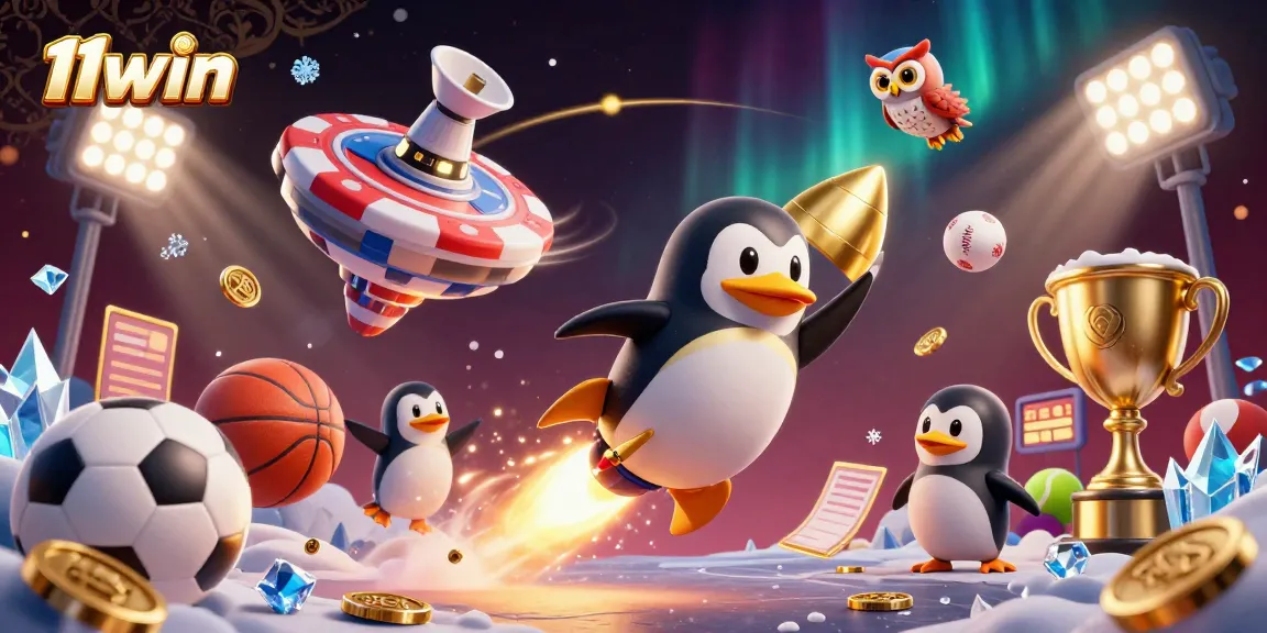 Engage with 11win by soaring through a cosmic casino filled with gold coins and sports themes.
