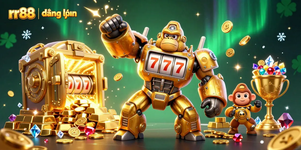 Experience thrilling gaming action at rr88 | đăng nhập with a vibrant 3D casino world illustration.