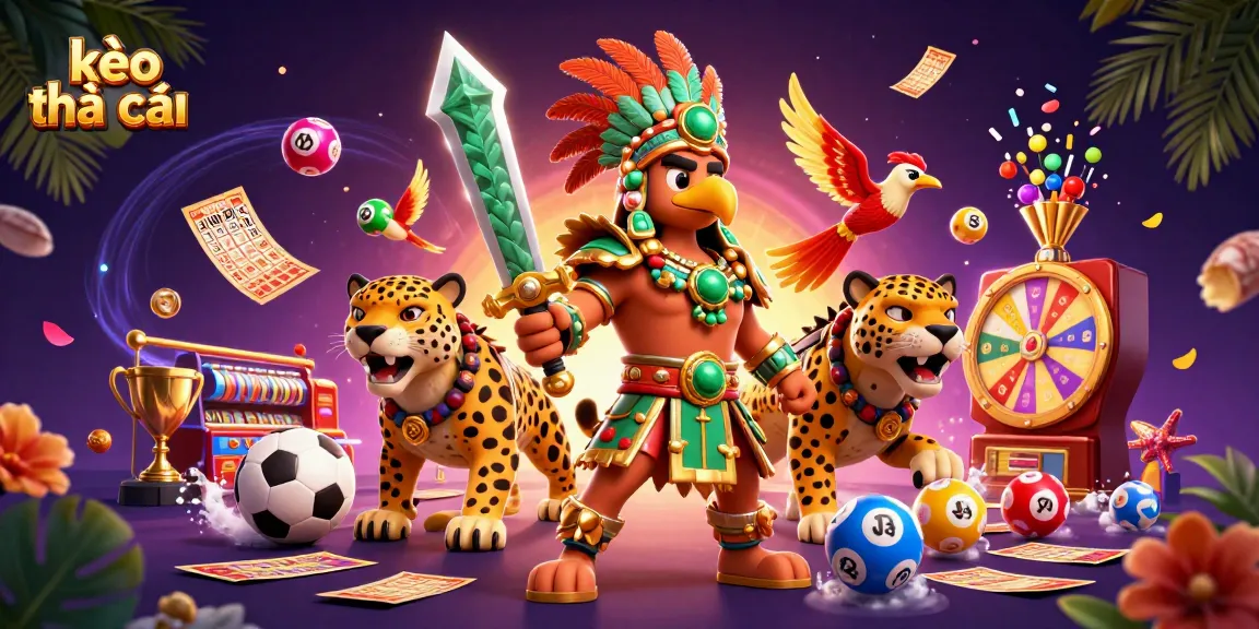 Engage in thrilling sports betting with kèo nhà cái featuring dynamic illustrations of betting slips and trophies.