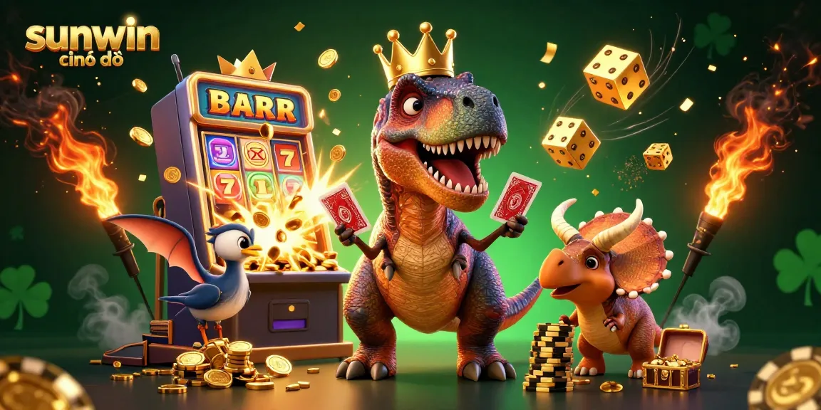 Experience the thrilling gaming world of sunwin chính thức with a colorful 3D casino scene featuring character interactions and jackpot excitement.